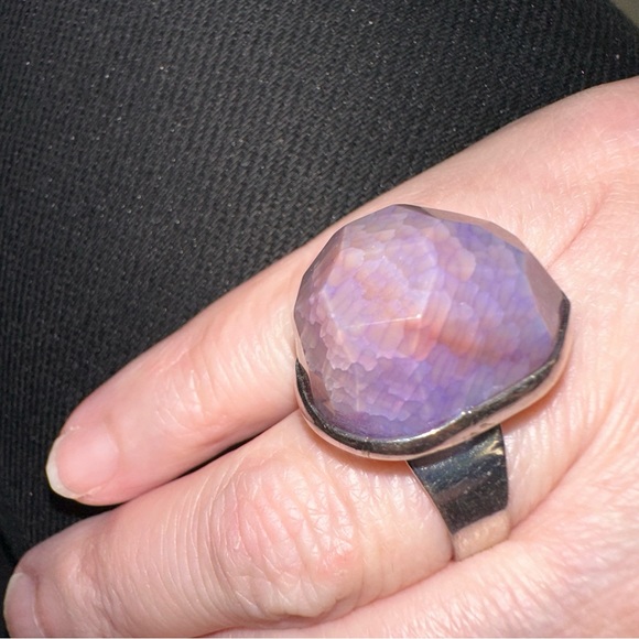 Opalized wood or dinosaur bone adjustable ring - Picture 2 of 11